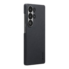 A Photo Of Pitaka Ultra-Slim Classic Case for Samsung Galaxy S25 Ultra – 600D Black/Grey (Twill) | Lightweight & Durable Aramid Fiber Cover