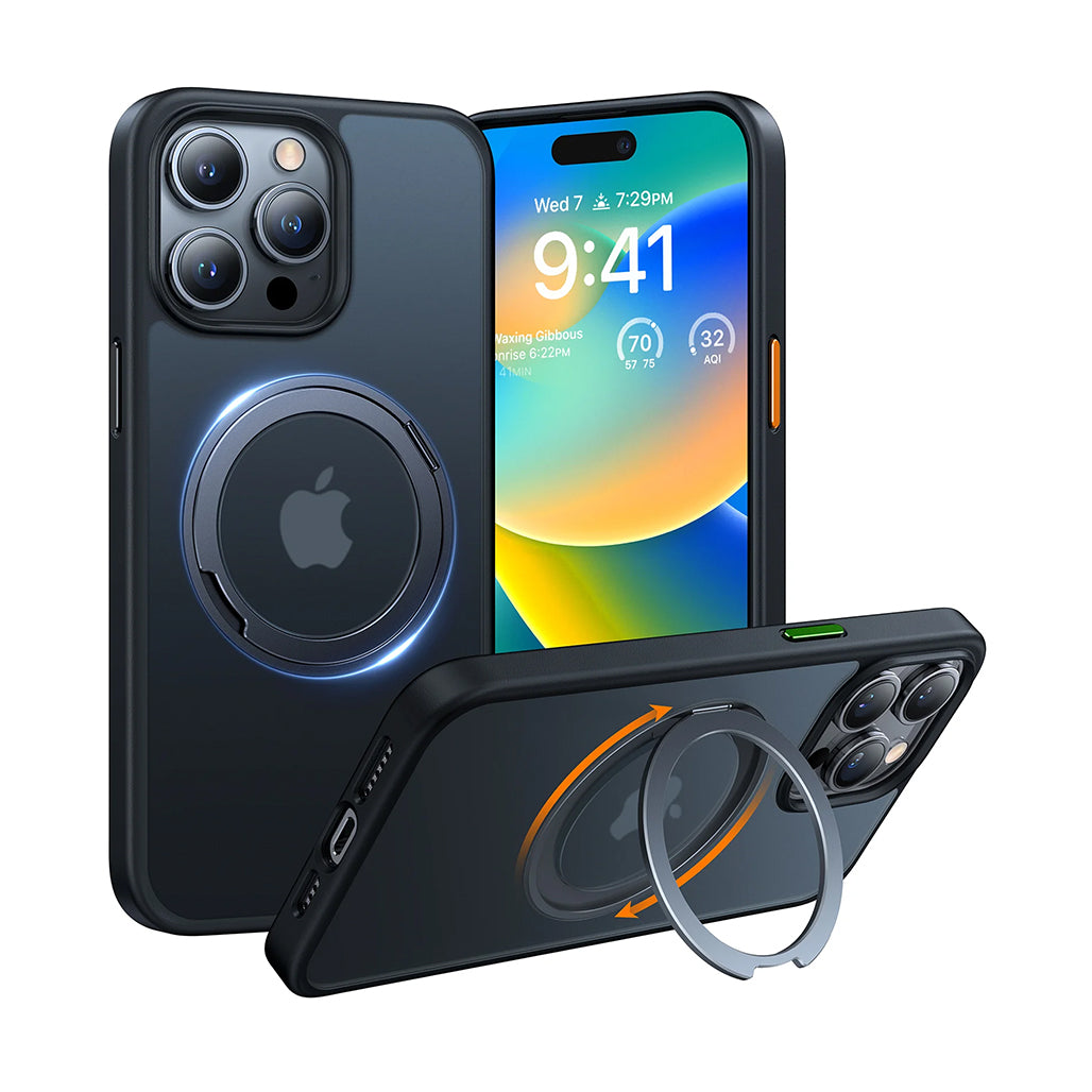 A Photo Of Torras Ostand R iPhone 15 Pro Max Case with 360° Rotating Stand & MagSafe | Military-Grade Protection