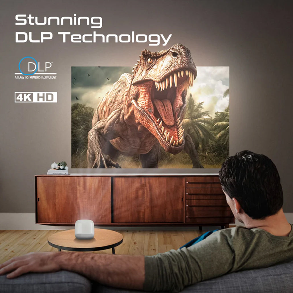 A Photo Of Promate Ultra-Portable 4K Wireless DLP Projector with touch controls