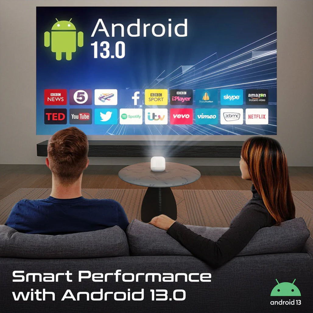 A Photo Of Promate Ultra-Portable 4K Wireless DLP Projector with touch controls