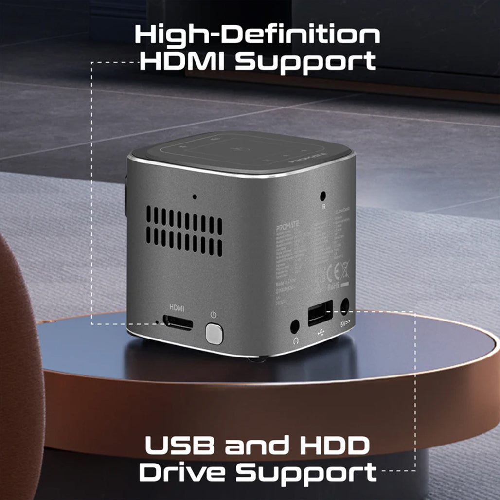 A Photo Of Promate CubeCast – Ultra-Mini Wireless DLP Projector with 1080P Support & Touch Controls