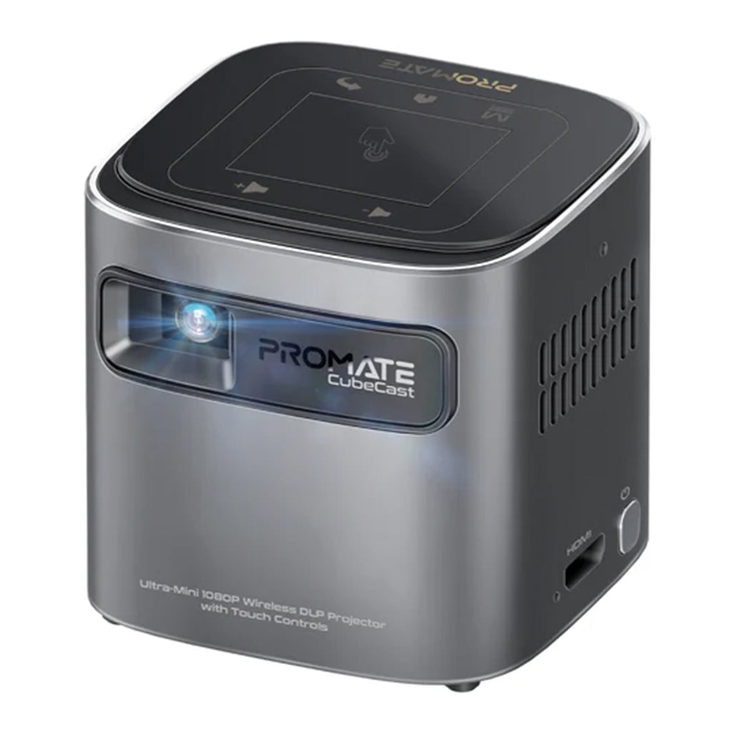 A Photo Of Promate CubeCast – Ultra-Mini Wireless DLP Projector with 1080P Support & Touch Controls