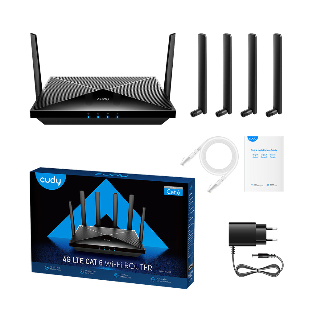 A Photo Of Cudy LT700 4G LTE Cat 6 AC1200 Dual SIM WiFi Router