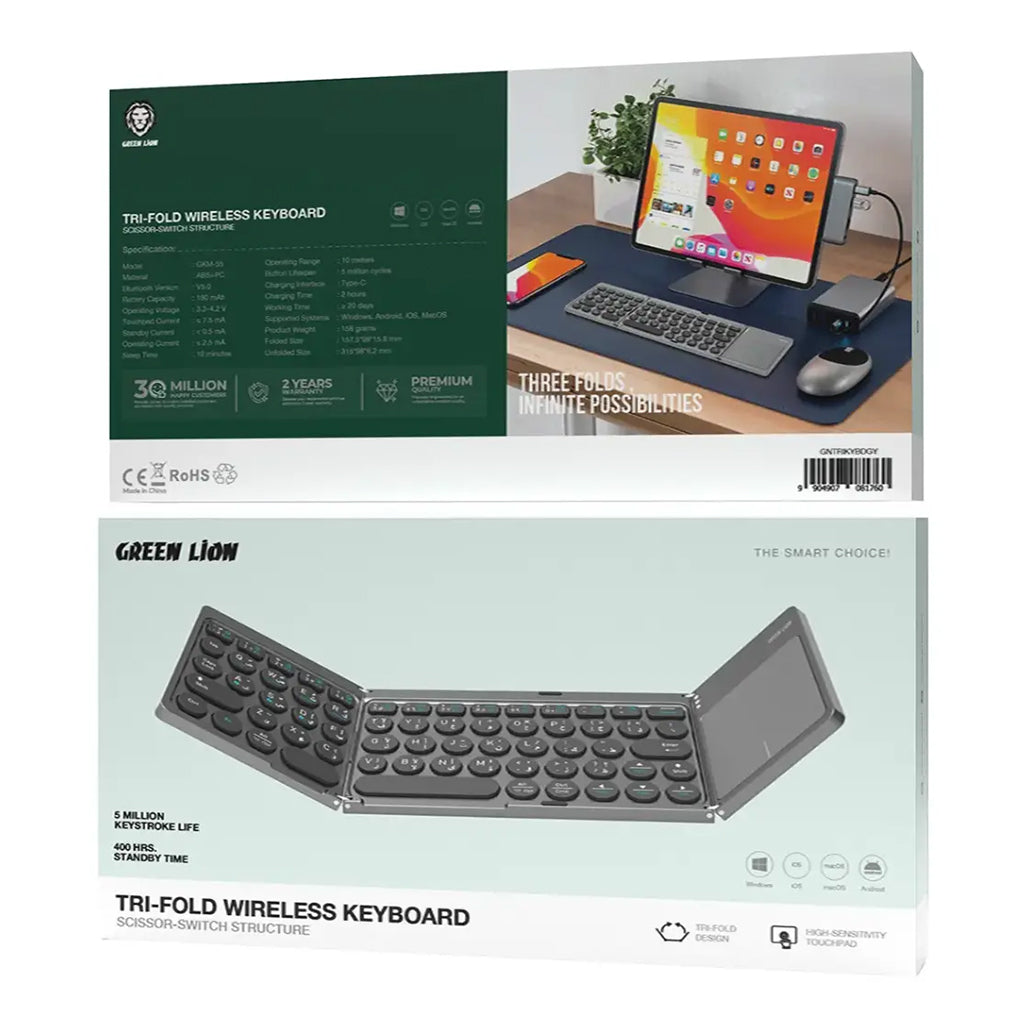 A Photo Of Green Lion Tri-Fold Wireless Keyboard Scissor-Switch Structure