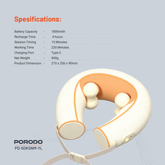 A Photo Of Porodo Shiatsu Neck Massager with Heat Therapy & Deep Tissue Relief – Yellow