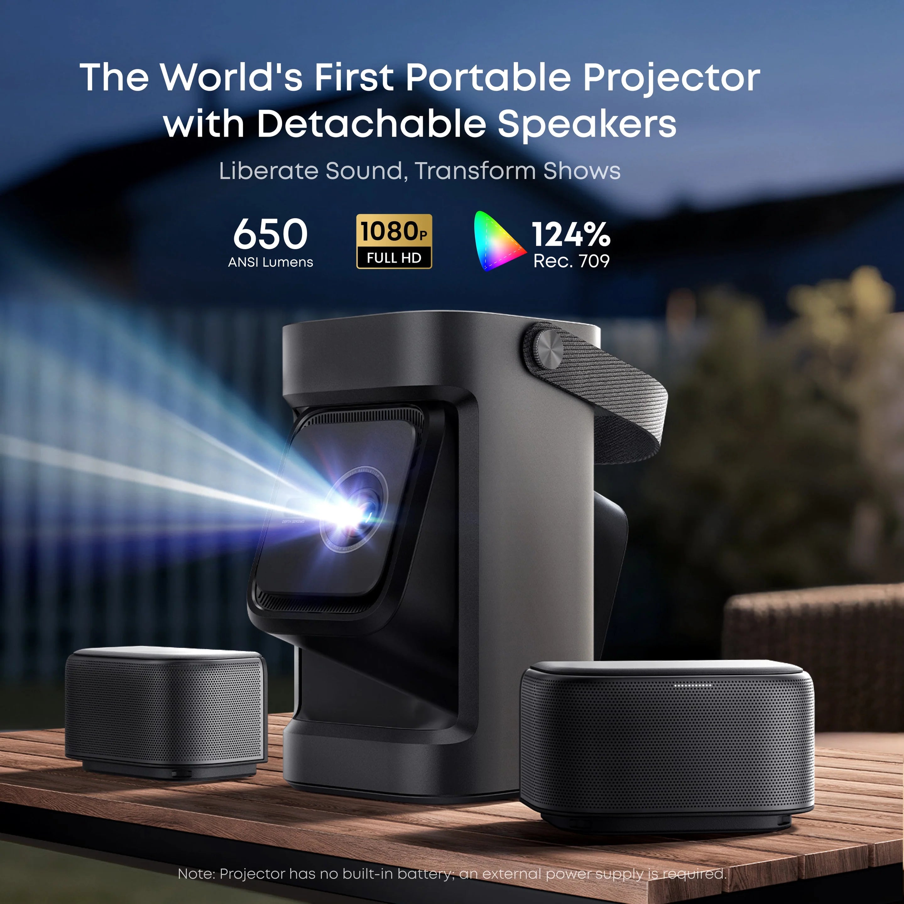 A Photo Of Anker Soundcore Nebula P1 - Portable Projector with Detachable Speakers