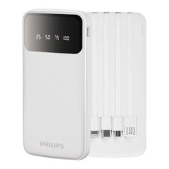 A Photo Of Philips DLP7710 Wired 10000mAh Power Bank with Built-In Lightning, USB-C & Micro USB Cables