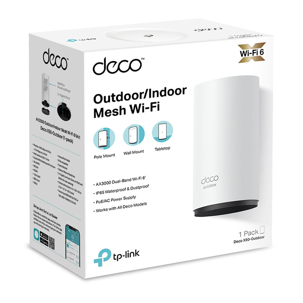 A Photo Of TP-Link Deco X50-Outdoor - AX3000 WiFi 6 Mesh Unit for Seamless Indoor and Outdoor Connectivity