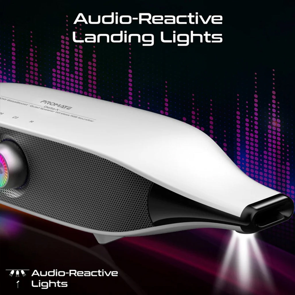 A Photo Of Promate Delta-X - 20W BassBoost™ Quad Speaker Wireless RGB Soundbar