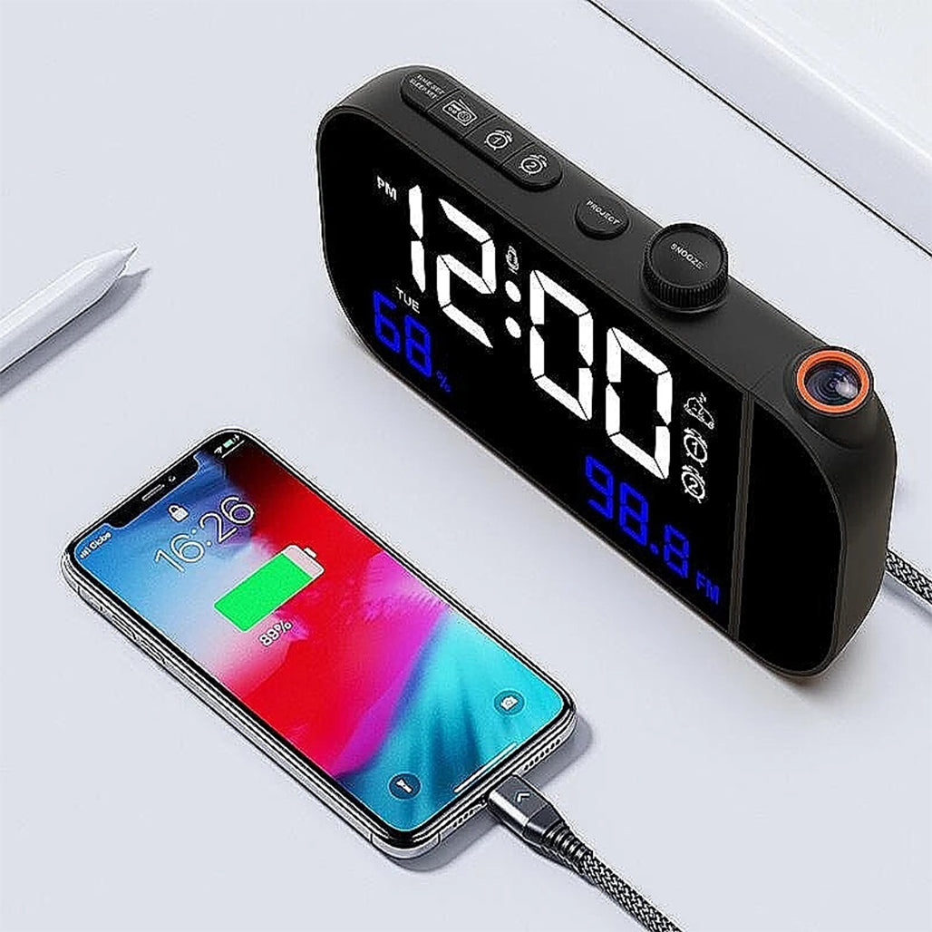A Photo Of Digital Mirror Projection Alarm Clock