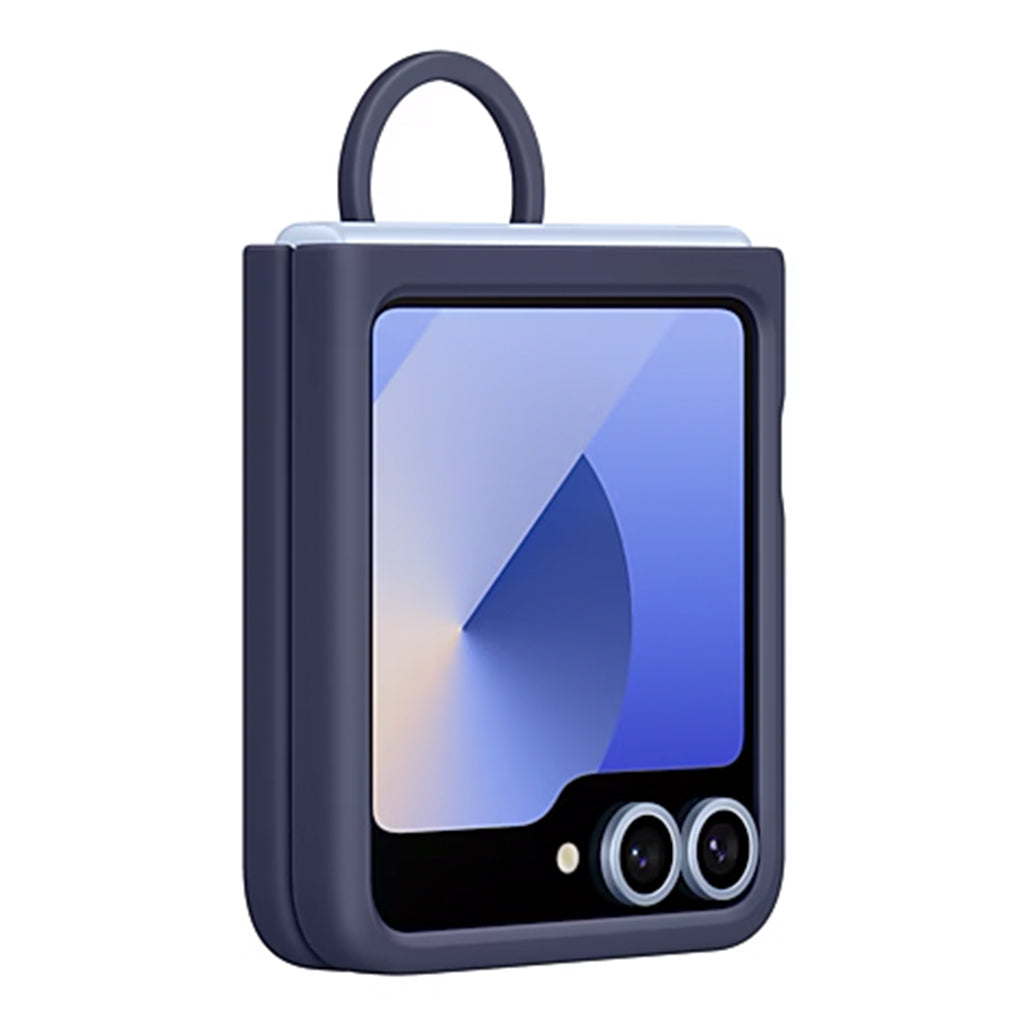 A Photo Of Samsung Z Flip6 Silicone Case with Built-In Ring | Ultra-Slim, Non-Slip Grip, Sleek Design