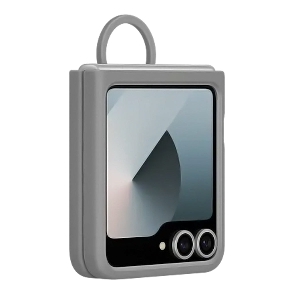 A Photo Of Samsung Z Flip6 Silicone Case with Built-In Ring | Ultra-Slim, Non-Slip Grip, Sleek Design
