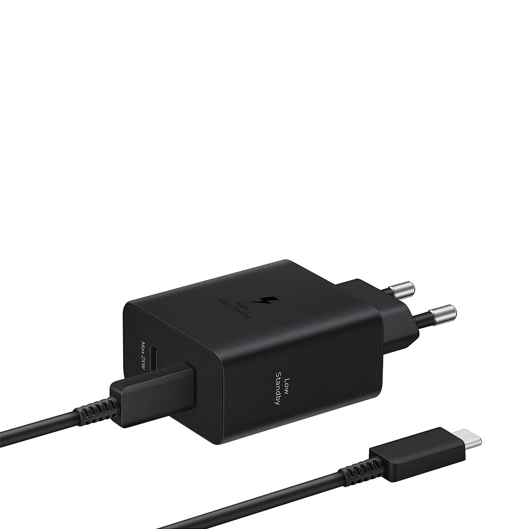 A Photo Of Samsung 50W PD Power Adapter T5020 with 5A USB-C to USB-C Cable - Dual-Port Fast Charger for Multi-Device Compatibility