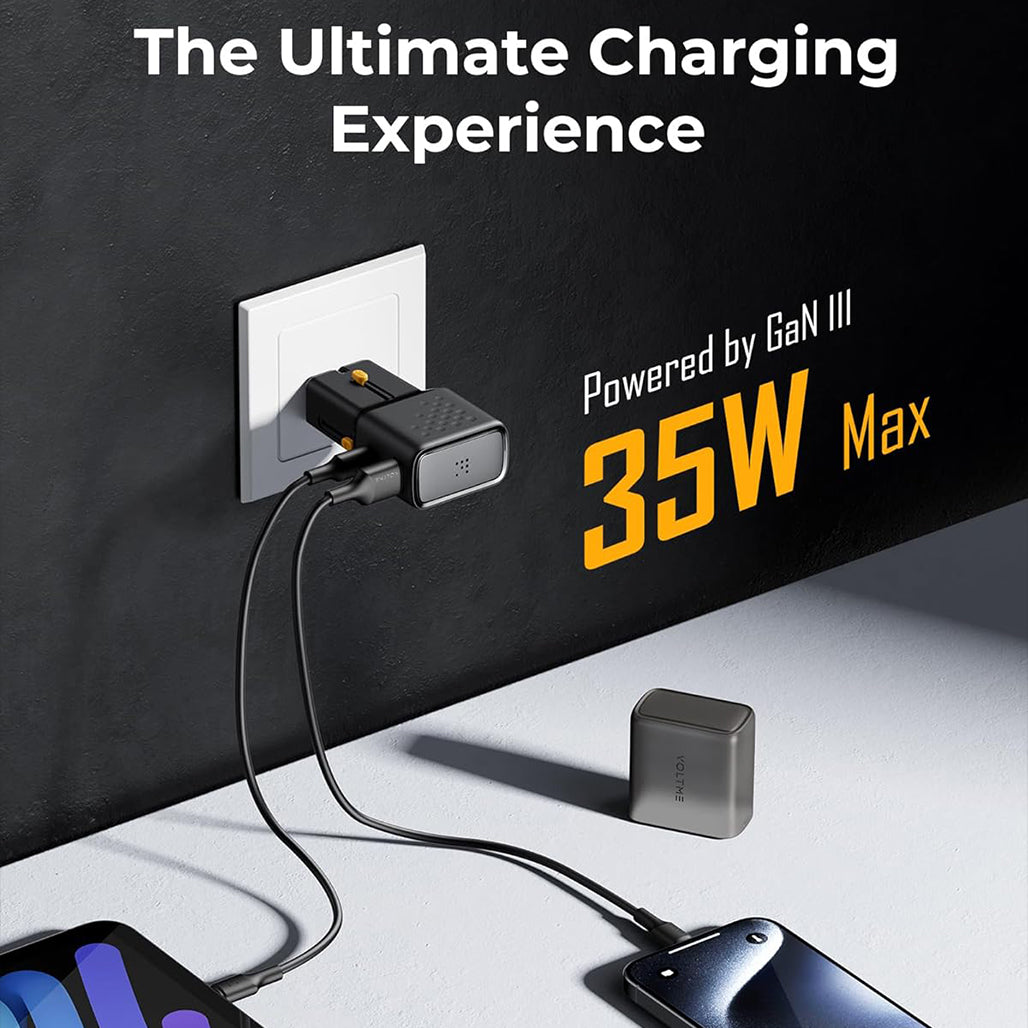 A Photo Of Voltme VITO Go EzTravel 35W GaN III Dual-Port USB-C Fast Charger - Compact Travel Charger Plug