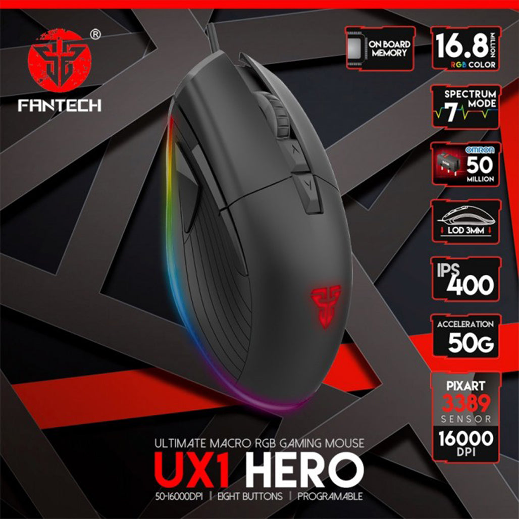 A Photo Of Fantech UX1 HERO - RGB Gaming Mouse