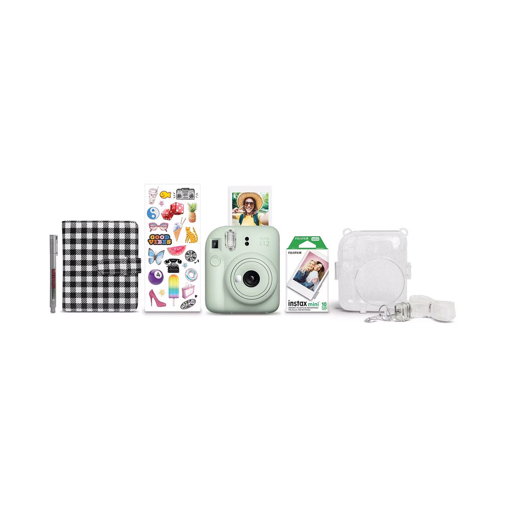 A Photo Of Fujifilm Instax Mini 12 Holiday Bundle - Instant Camera Gift Set - Mint Green
