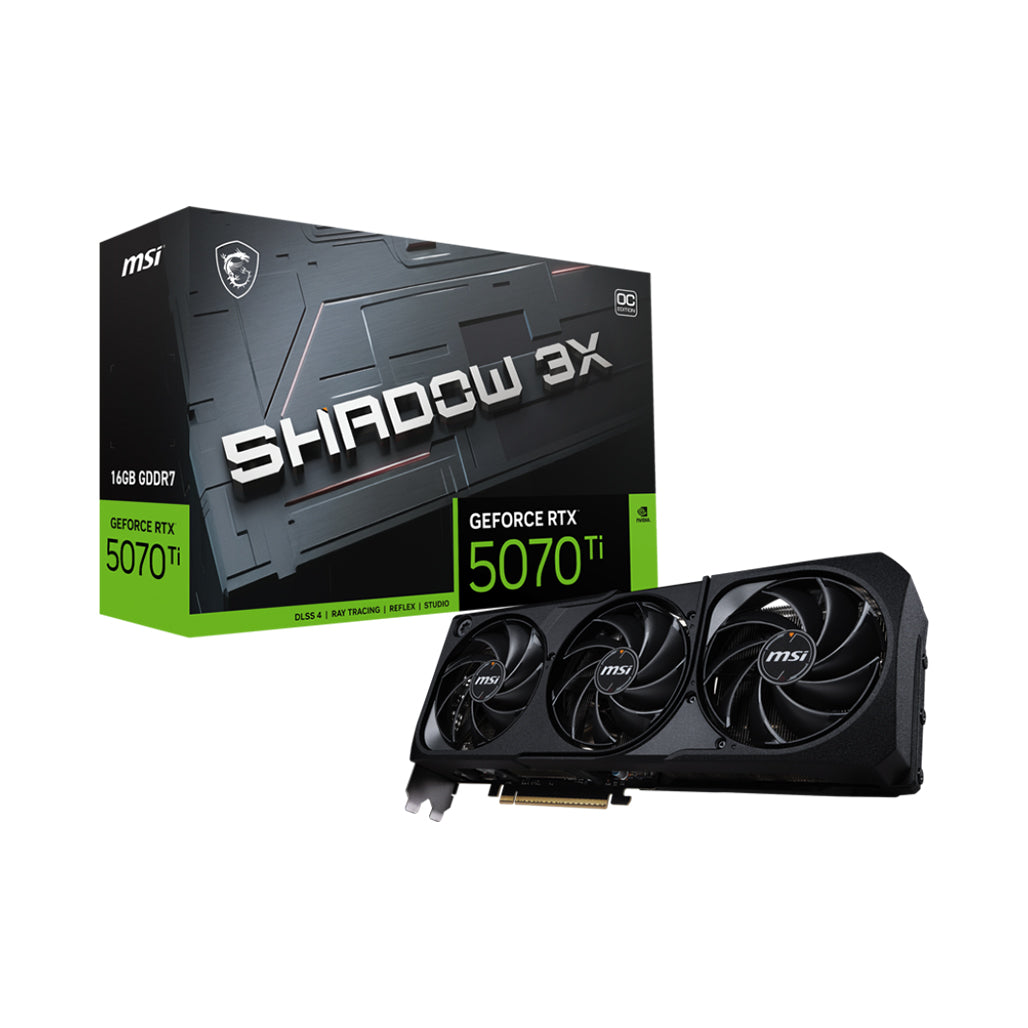A Photo Of MSI GeForce RTX 5070 Ti 16G SHADOW 3X OC Graphics Card – DLSS 4, GDDR7, Triple-Fan, SFF-Ready