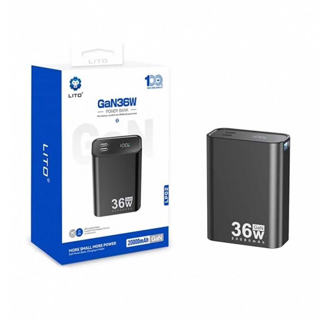 A Photo Of LITO LP02 20000mAh 36W GaN Power Bank – Ultra-Compact Fast Charger with PD & USB-A Dual Output