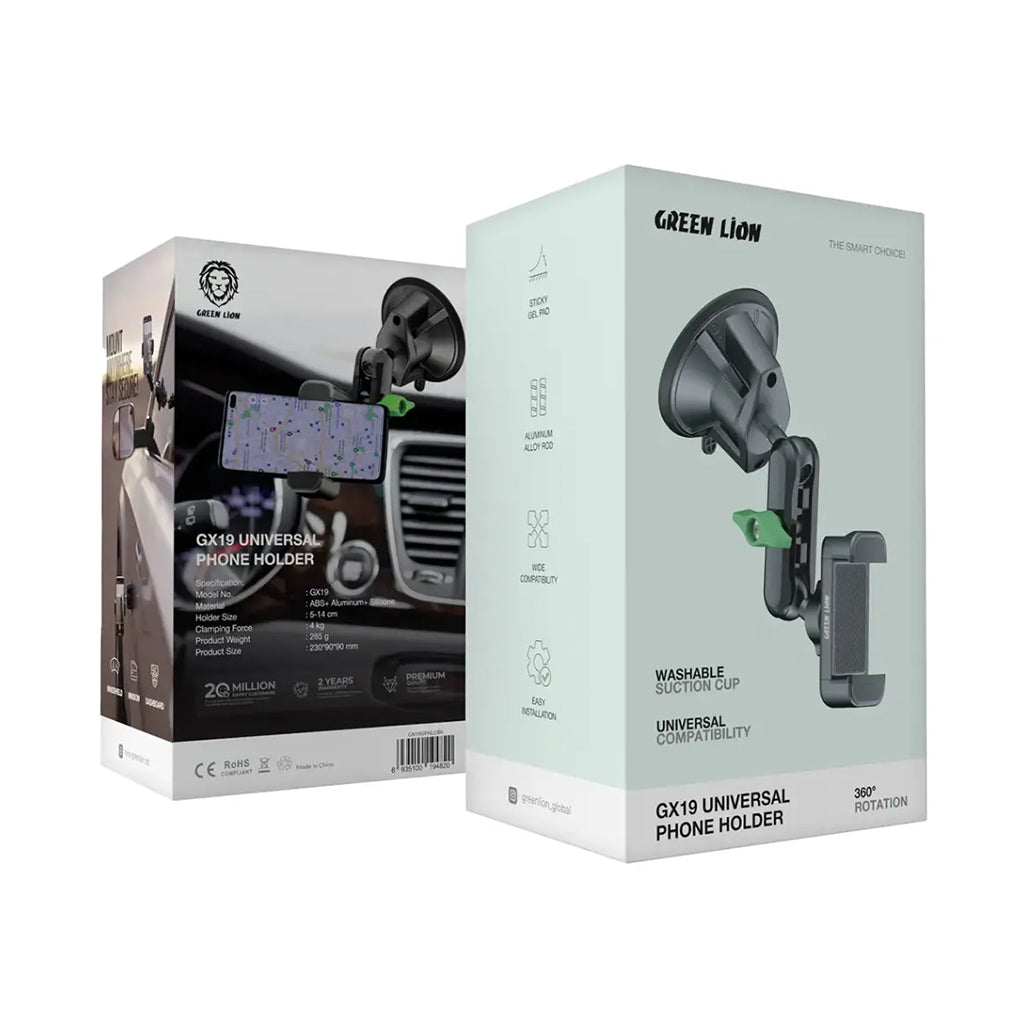A Photo Of Green Lion GX-19 Universal Phone Holder – Durable, Adjustable, and Secure Mount for Smartphones – Black