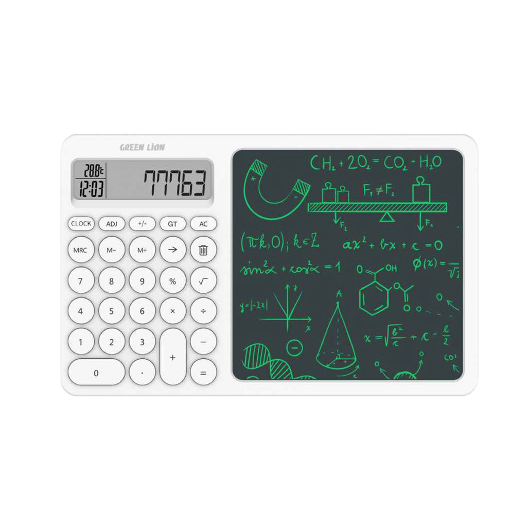 A Photo Of Green Lion CalcWrite Pro Calculator-Writing Pad Combo - White