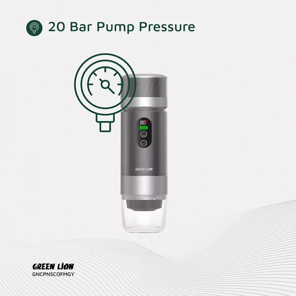 A Photo Of Green Lion Campinas Portable Espresso Machine – 150mL - Gray