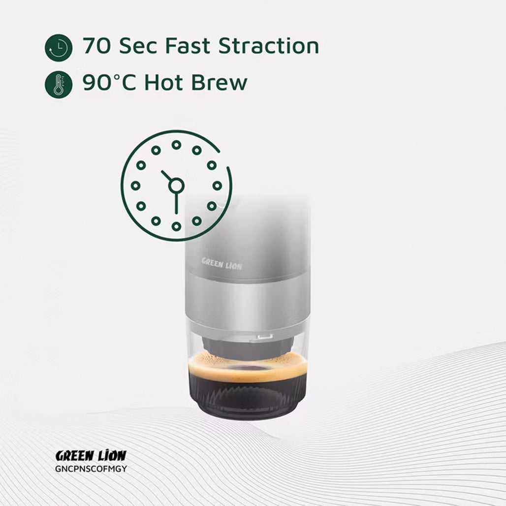 A Photo Of Green Lion Campinas Portable Espresso Machine – 150mL - Gray