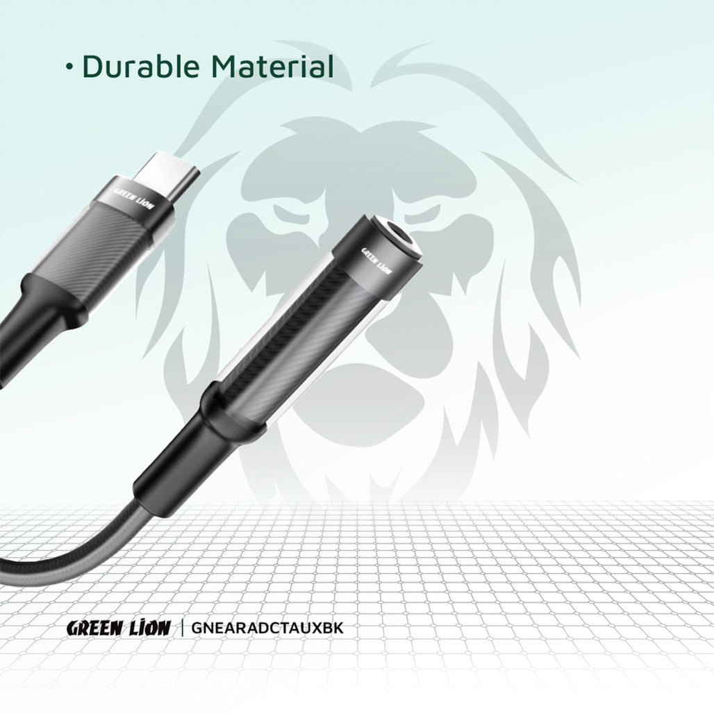 A Photo Of Green Lion Earphone Adapter USB-C to 3.5 Aux 12CM - Black