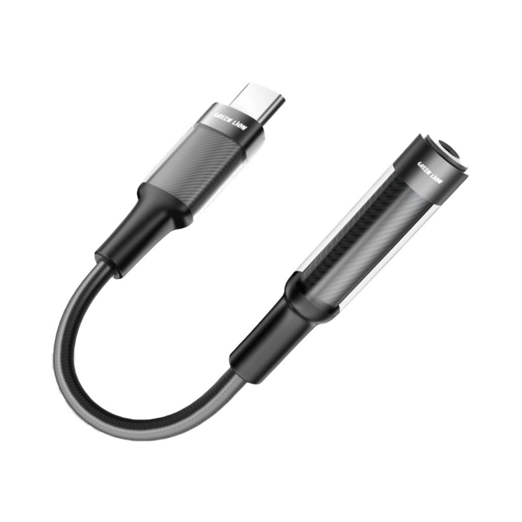 A Photo Of Green Lion Earphone Adapter USB-C to 3.5 Aux 12CM - Black