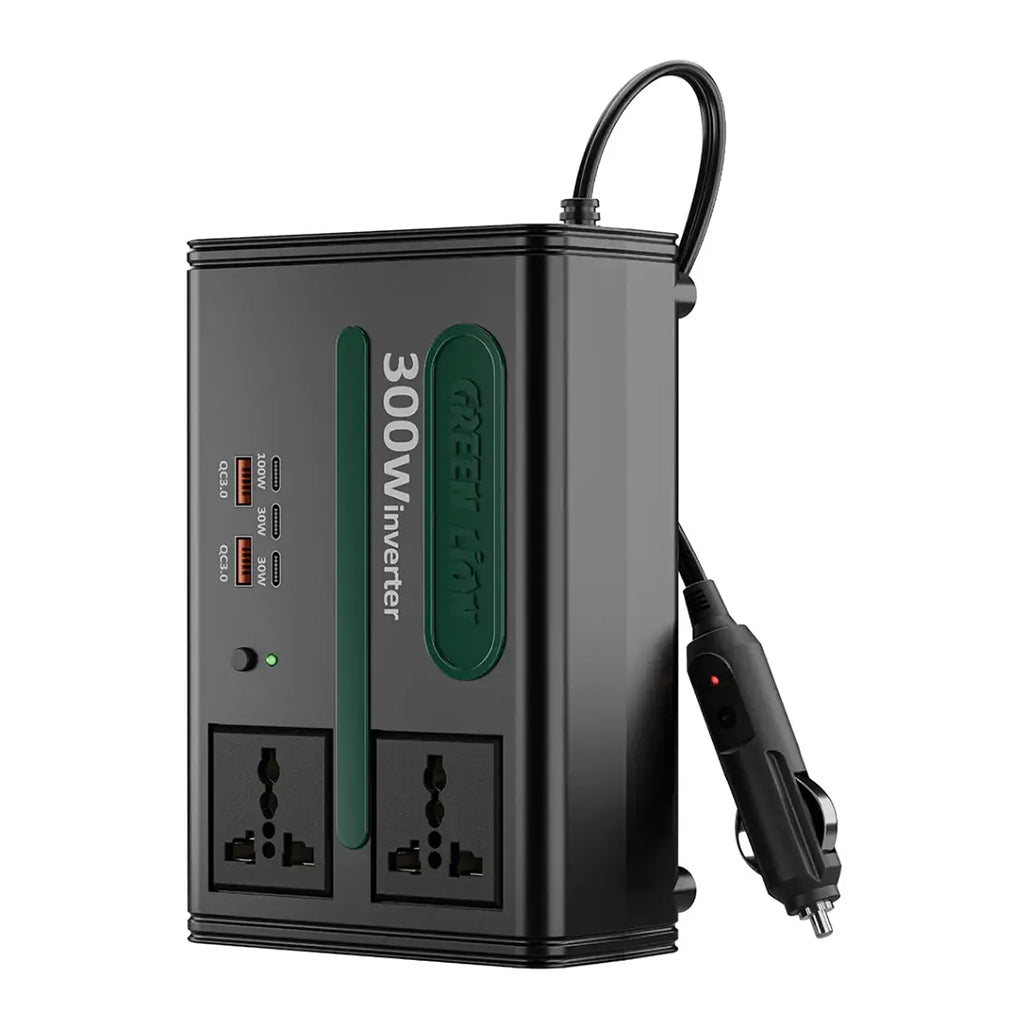 A Photo Of Green Lion GC-300 - 7-in-1 Multi-Port Car Adapter with DC to AC and DC 12.8V Conversion