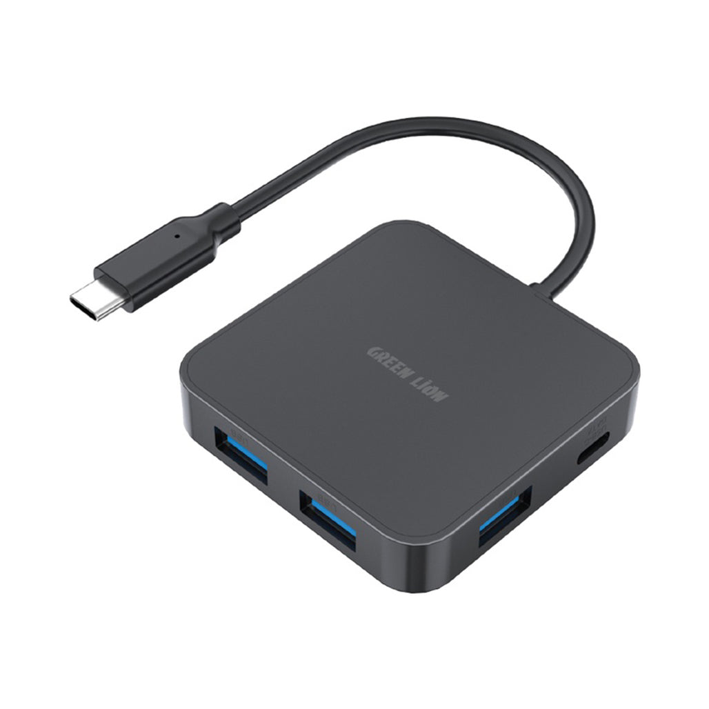 A Photo Of Green Lion GHB-7 7-in-1 USB-C Hub - High-Speed Data Transfer, 4K HDMI, 100W Power Delivery, Black