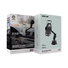 A Photo Of Green Lion GX-38 Universal Suction Phone Holder – 360° Adjustable Car Mount with Washable Suction Cup, 1.5kg Load, for Windshield, Dashboard & Window – Black