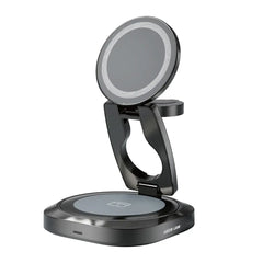 A Photo Of Green Lion Qi2.2 Mag Flex 3-in-1 Wireless Charger – Gray