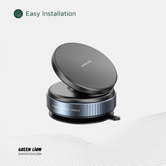 A Photo Of Green Lion Magno Flex Magnetic Phone Holder – 10 N52 Magnets, Strong Vacuum Suction, 360° Rotating Mount – Car & Home Use, MagSafe Compatible – Black