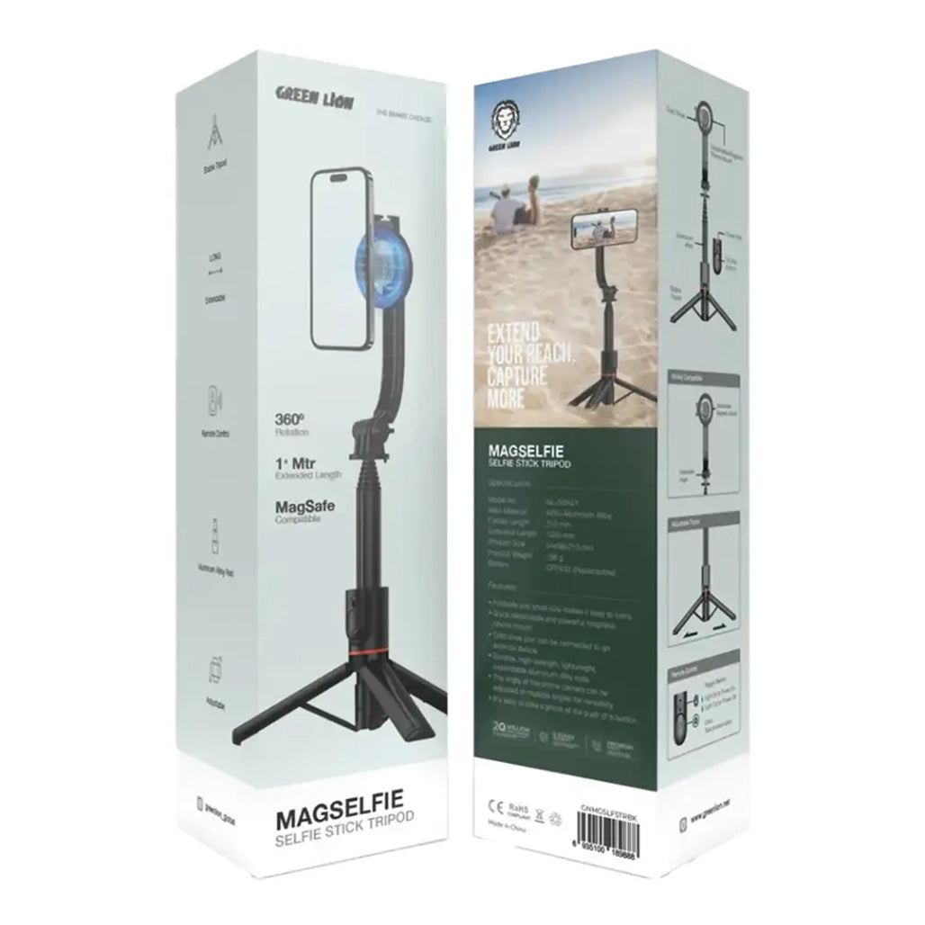 A Photo Of Green Lion MagSelfie Selfie Stick Tripod - Black