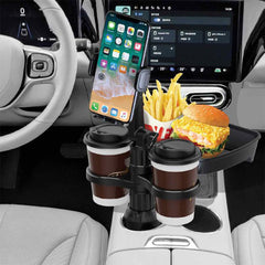 A Photo Of Green Lion Multi-Functional Car Cup Holder with Food Tray & Adjustable Phone Mount