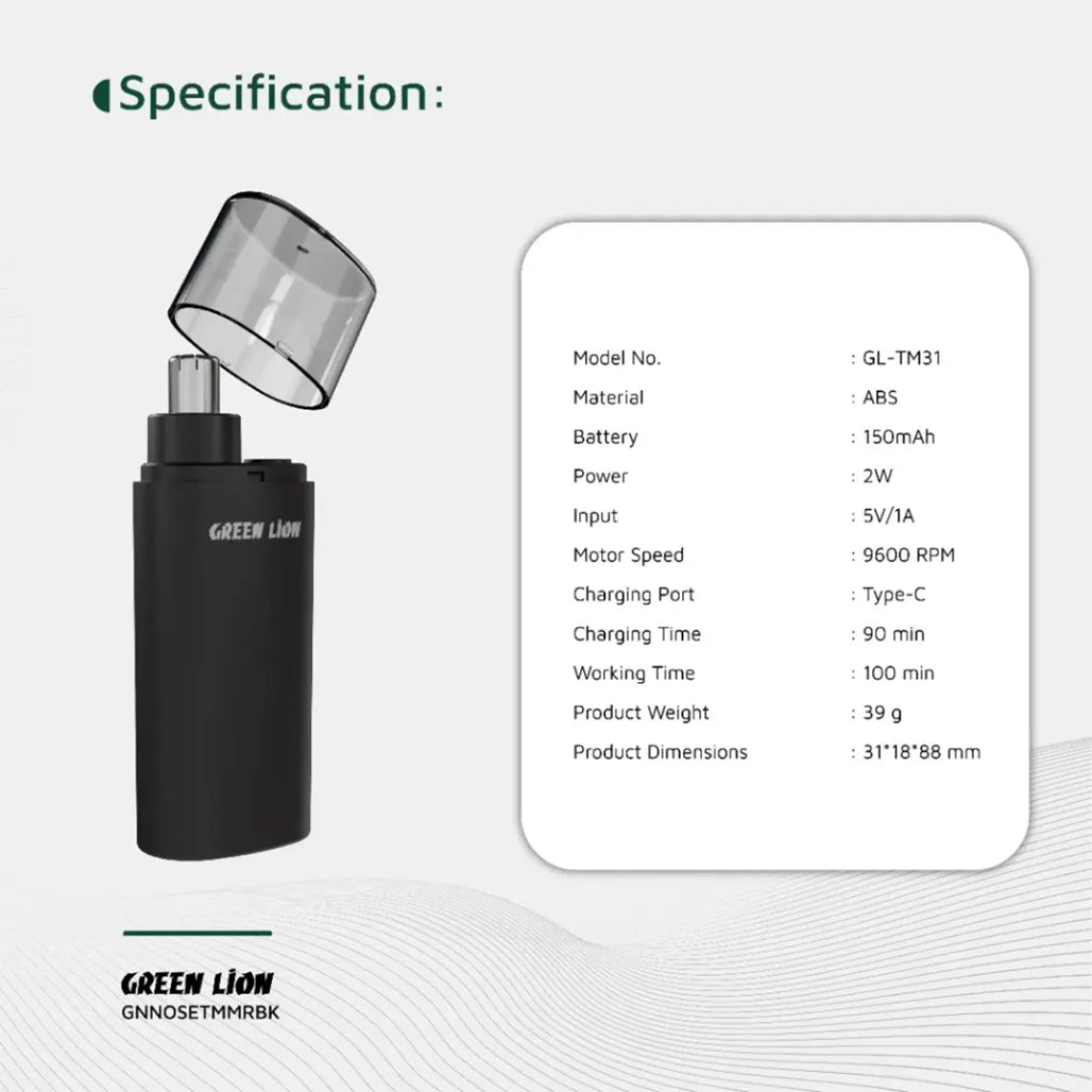 A Photo Of Green Lion Nose Pro Nose and Ear Trimmer – Black