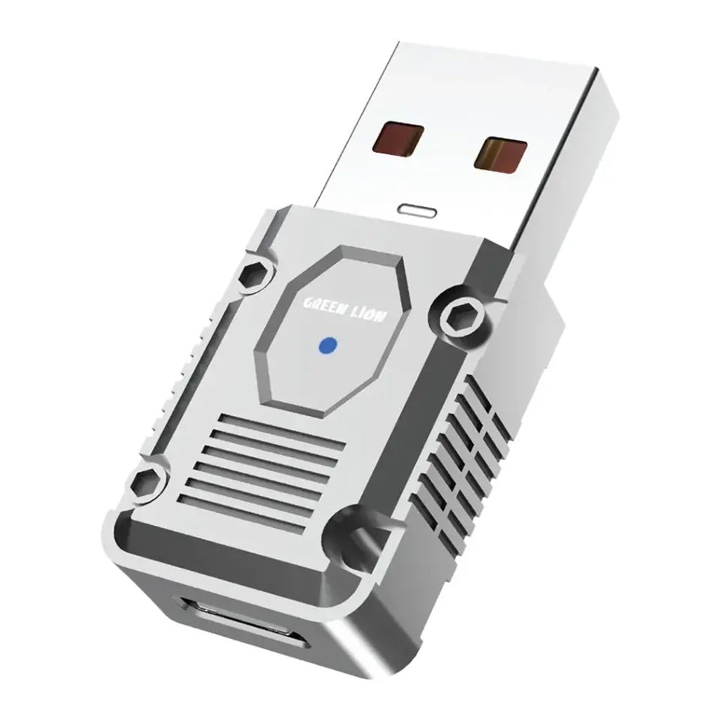 A Photo Of Green Lion USB-A to USB-C OTG Adapter 120W Fast Charging & 10Gbps Data Transfer – Silver