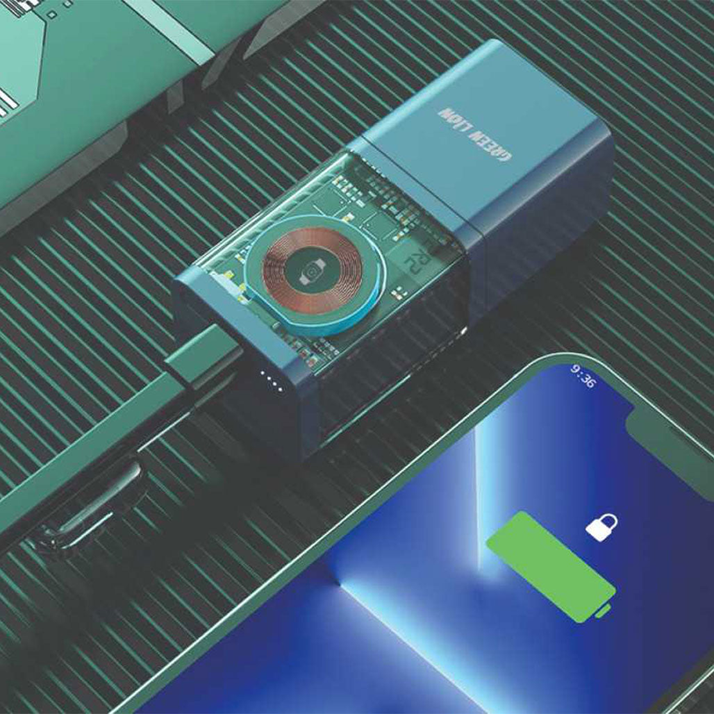 A Photo Of Green Lion Powerbank & GaN Charger 5200mAh