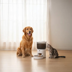 A Photo Of Green Lion Smart Pet Feeder with Stainless Steel Bowl - white