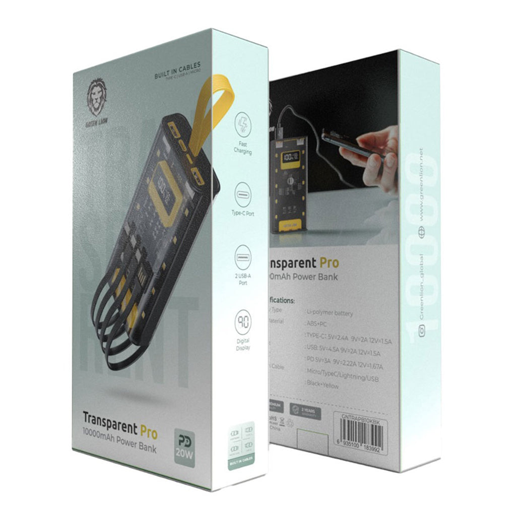 A Photo Of Green Lion Transparent Pro 10000mAh Power Bank