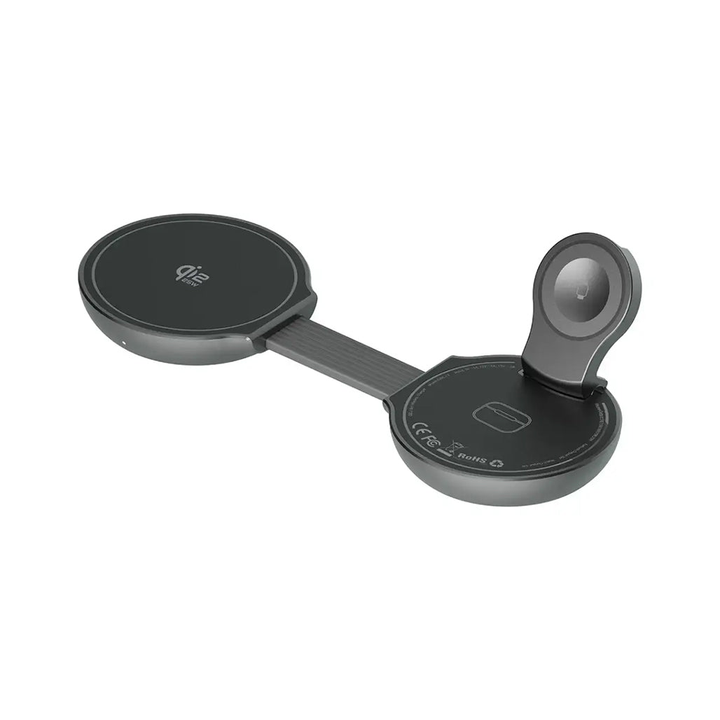 A Photo Of Green Lion Qi2.2 Tri-Charge 3-in-1 Wireless Charger – Gray