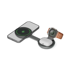 A Photo Of Green Lion Qi2.2 Tri-Charge 3-in-1 Wireless Charger – Gray