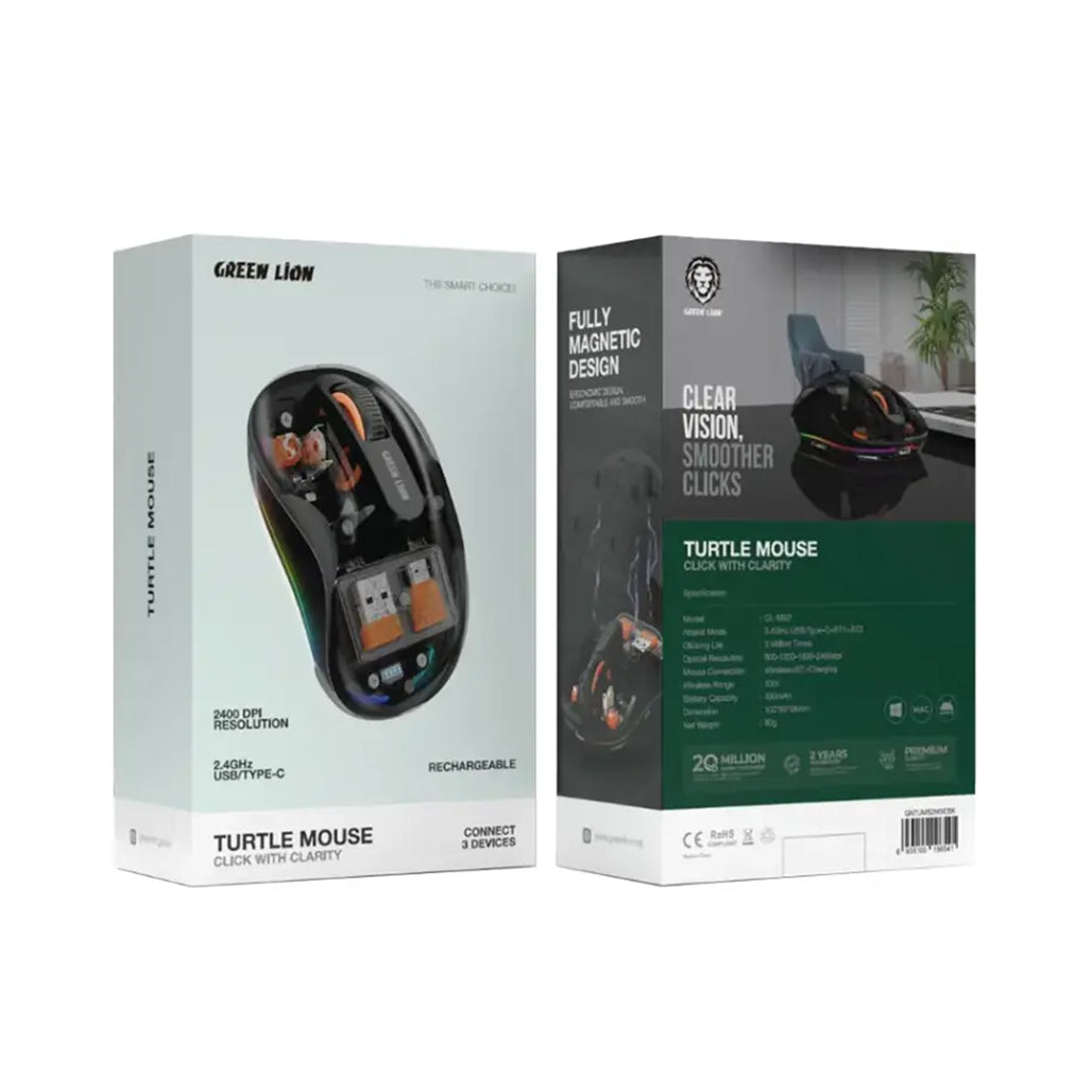 A Photo Of Green Lion Wireless Turtle Mouse 2400DPI