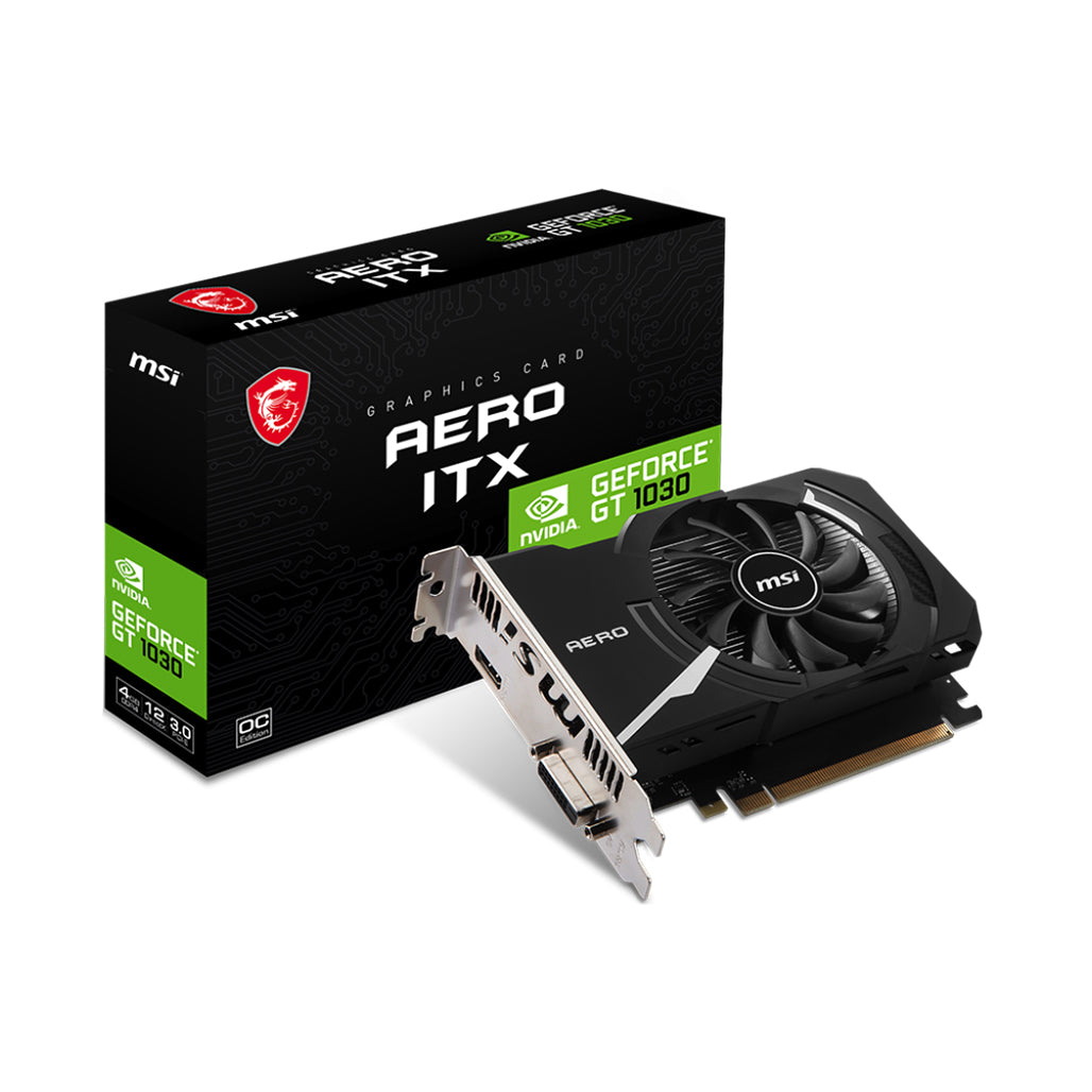 A Photo Of MSI GeForce® GT 1030 AERO ITX 4GD4 OC – Compact, Powerful Graphics for Small Form Factor PCs