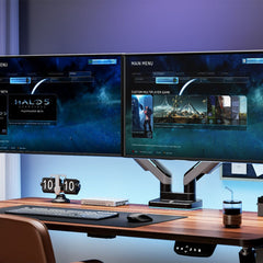 A Photo Of GamerTek Pivot Dual RGB Monitor Arm – Black