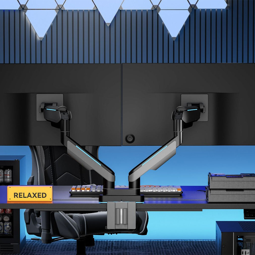 A Photo Of GamerTek Pivot Dual RGB Monitor Arm – Black