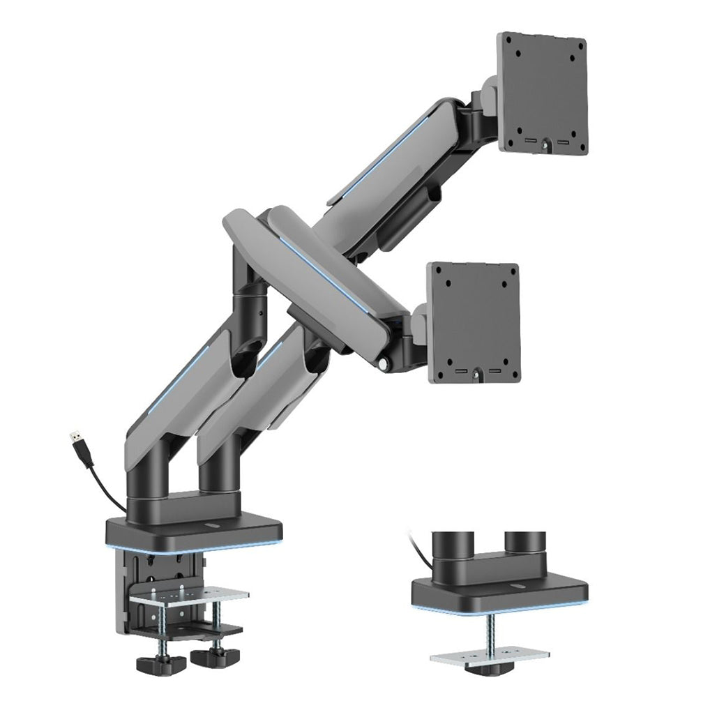 A Photo Of GamerTek Pivot Dual RGB Monitor Arm – Black