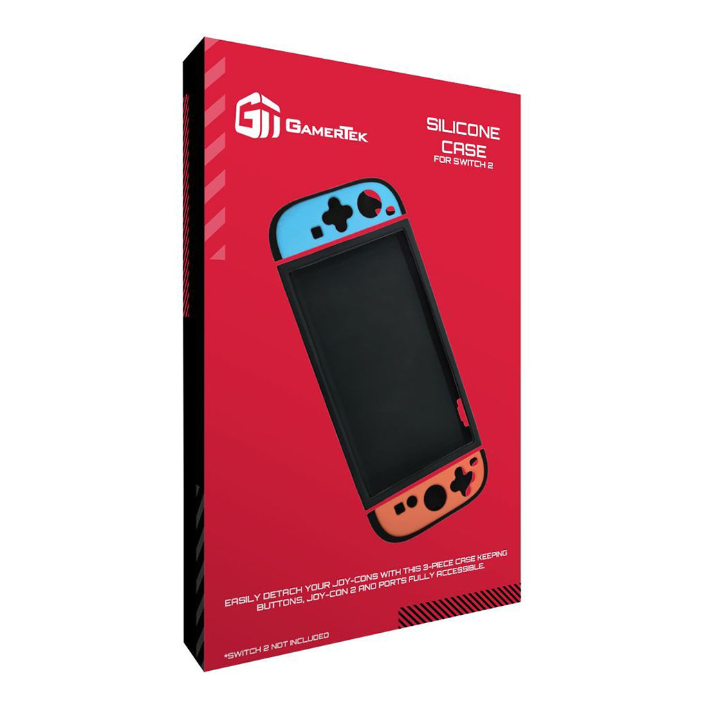 A Photo Of GamerTek Protective Silicone Case for Nintendo Switch 2 – Blue & Red Grip Cover