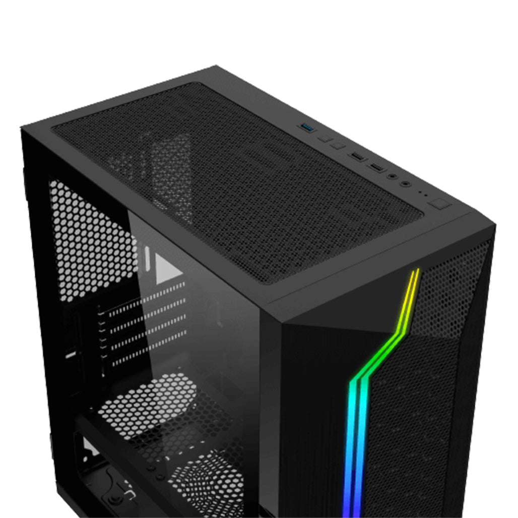 A Photo Of Xigmatek Gemini II Black | High-Airflow Micro-ATX Gaming Case