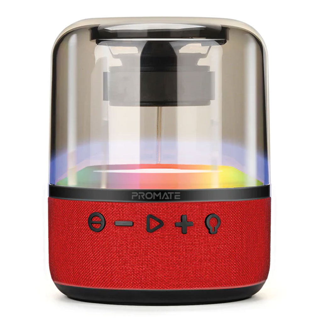 A Photo Of Promate Glitz-L HD - LumiSound 360° Surround Sound Speaker - Red